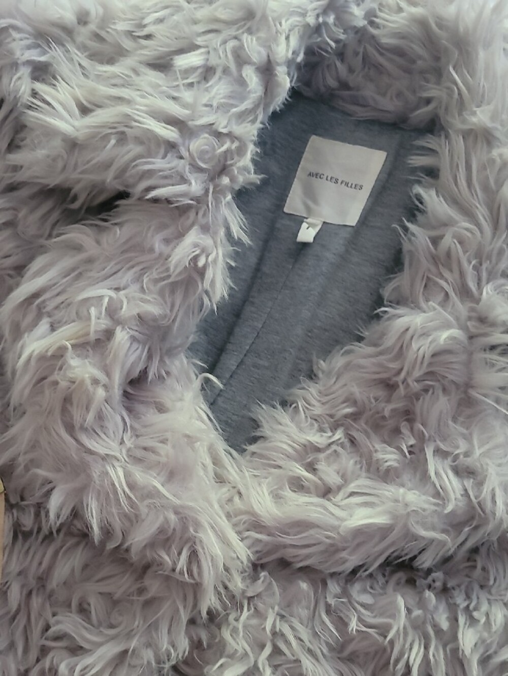 Avec Les Filles Light Gray Teddy Faux Fur Jacket NEW SIZE M SUPER SOFT - Picture 13 of 13